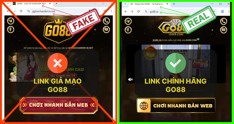 Làm Sao Để Biết Đâu Là Website Go88 Chính Hãng An Toàn Nhất 3 Link chính thức Go88.com sử dụng HTTPS và hiện ổ khóa bảo mật, trong khi link giả Go88.com đôi khi chỉ là HTTP.